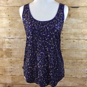 Express Purple Dreamweight Cotton Sequin Tank